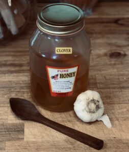 Jar of Raw Local Honey for Honey Fermented Garlic
